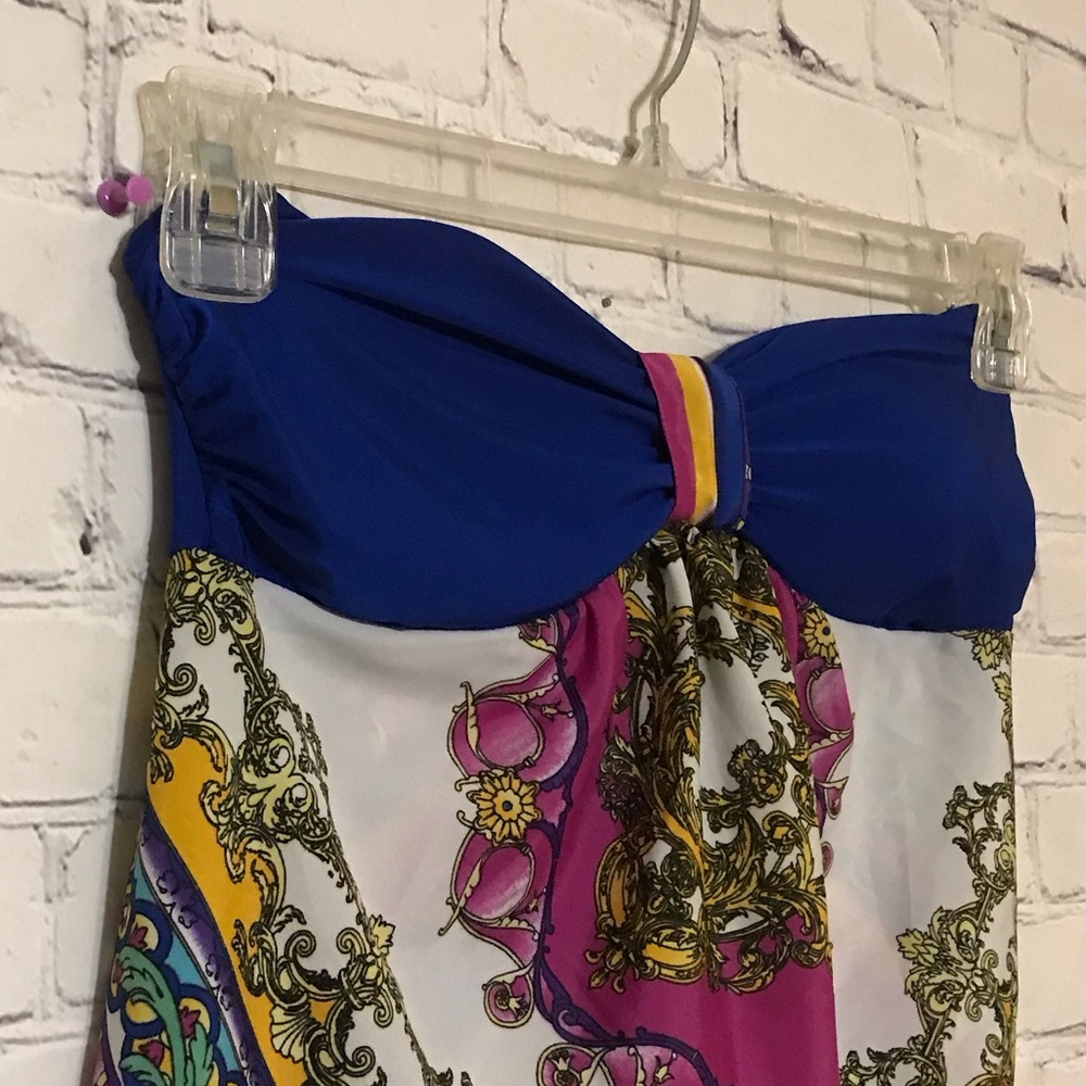 Blue Strapless Scarf Top - Picture 3 of 8